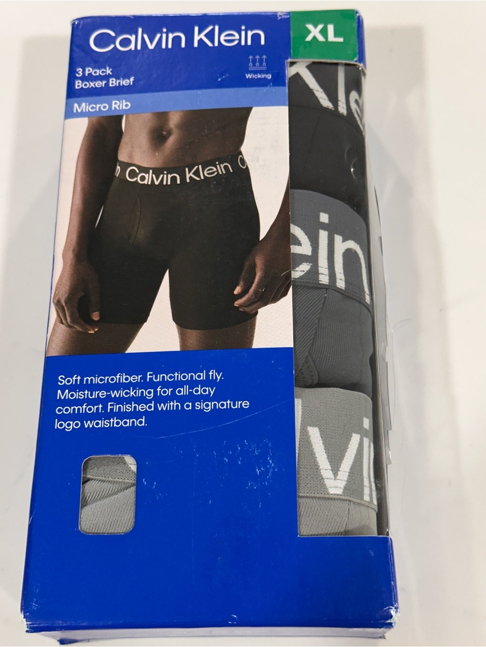 Calvin Klein 3-Pack Micro Rib Boxer Briefs - Black & Gray